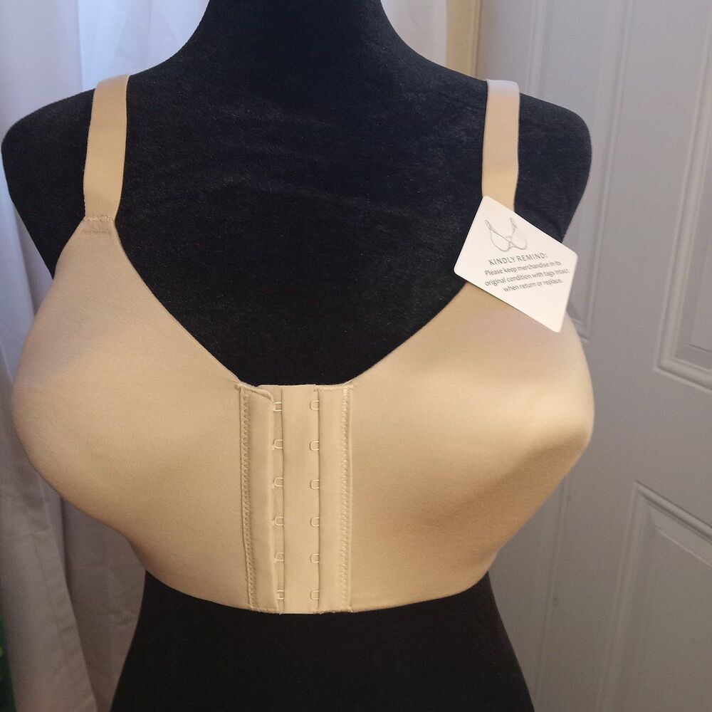 Lemorosy Women's Front Closure Bra (38C,Beige)